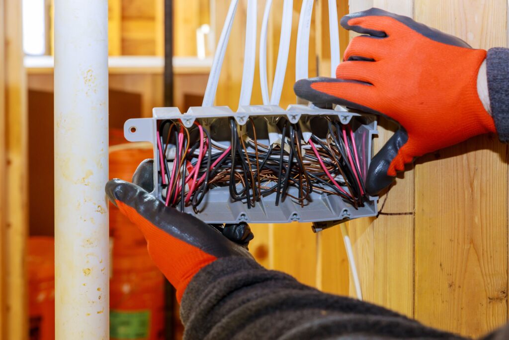 instalacion de una caja con cables electricos